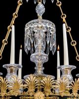 A Fine Cut Glass Gilt Laquer & Bronze Regency Dish Light of Large Proportions