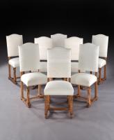 Chair, Upholstered, Dining, Set, Eight, 19th Century, French, Oak, Provincial