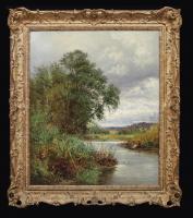 'A Reedy Nook on the Thames at Streatley' by Benjamin Williams Leader (1831 - 1923)