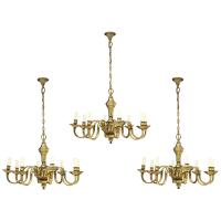Set of three Victorian brass chandeliers