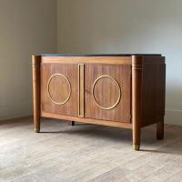 Elegrant French Mid Century Modernist Fossil Marble Topped Commode