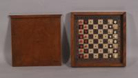 S/4283 Antique Late Victorian Mahogany Cased Travelling Chess Set