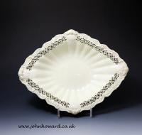 Antique English pottery creamware dish with reticulated border late 18th century
