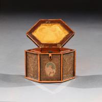 18th Century Georgian Paper Scrolled Quilled Satinwood Tea Caddy