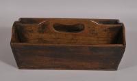 S/4331 Antique Treen Fruitwood Cutlery Tray of the Georgian Period