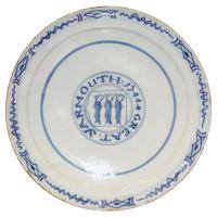 A rare, Dutch, delftware plate inscribed 'Great Yarmouth' & dated '1744'