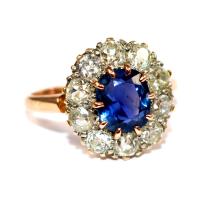 Large Edwardian Sapphire & Diamond Cluster Ring c.1915