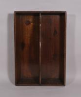 S/4369 Antique Treen 19th Century Mahogany Two Division Cutlery Tray