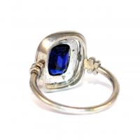 Art Deco Oval Sapphire Double Cluster Ring c.1930