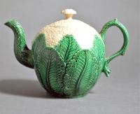 English Green-glazed Creamware Pottery Cauliflower Teapot & Cover,   Circa 1755-75.