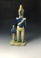 English pottery standing military figure decorated with color oxide glazes circa 1795-1810