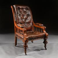 Substantial 19th Century Oak and Moroccan Leather Armchair