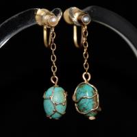 Art Nouveau Turquoise Drop Earrings - Murrle Bennett c.1900
