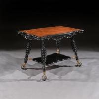 Merklen Bros 19th Century Ebonised Leather Table