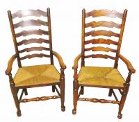 Set of 10 English 19th Century Ladder Back Dining Chairs