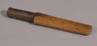 S/4379 Antique Treen 19th Century Pear Wood Needle Case Cricket Bat