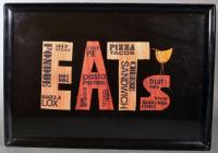 Couroc Resin Tray titled "Eats" American 1970s