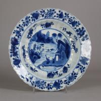 Small Chinese moulded blue and white deep dishes, Kangxi (1662-1722)