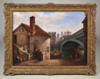 An oil painting of Lendal Bridge in York by J. Knowles, monogrammed and dated 1867