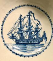 Liverpool delftware pottery ship bowl mid 18th century England