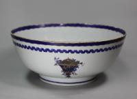 Chinese blue and white export punch bowl, Qianlong (1736-95)
