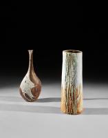 Robert Fournier Bottle Stoneware 1960-1965 White Brown Crusty Textured Glaze