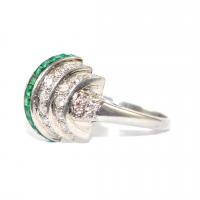 Art Deco Emerald & Diamond Bombe Ring c.1935