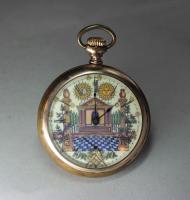 Masonic open face pocket watch, late 19th century