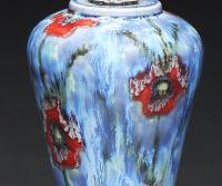 Vase Pair of Cobridge Poppy and Ice Wildflower Blue Red Green White