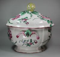French St Clement faience tureen and cover, 18/19th century