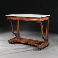 Pair of Early 19th Century Italian Walnut and Marble Top Console Tables