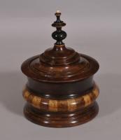 S/4401 Antique Treen 19th Century Turned and Staved Tobacco Jar