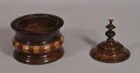 S/4401 Antique Treen 19th Century Turned and Staved Tobacco Jar