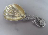 A rare parcel gilt naturalistic Caddy Spoon made in Birmingham in 1852 by Hilliard & Thomason