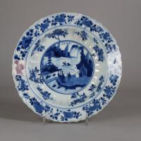 Small Chinese moulded blue and white deep dishes, Kangxi (1662-1722)