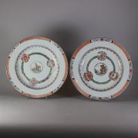 Pair of famille verte plates, front