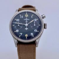 Lemania Navy pilot's chronograph img5 brown strap