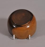 S/4395 Antique Treen 19th Century Lignum Vitae Wool Bowl
