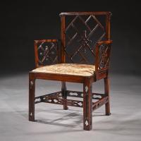 Pair of George III Mahogany Chinoiserie Chinese Armchairs After Ince & Mayhew