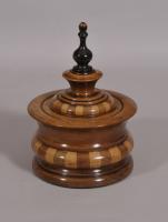 S/4414 Antique Treen 19th Century Turned and Staved Tobacco Jar