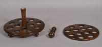 S/4419 Antique Treen 19th Century Birch Two Tier Egg Stand