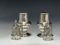 Pair of Jabez Daniell Georgian silver casters 1762