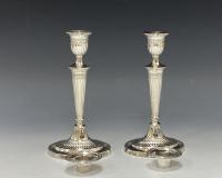 Fordham and Faulkner Georgian silver candlesticks 1901/2
