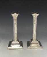 Hawksworth Eyre Georgian silver candlesticks 1908