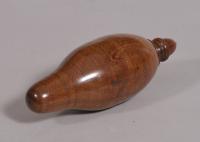 S/4428 Antique Treen 19th Century Brass and Steel Plumb Line Weight in a Mahogany Case