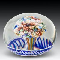 A Baccarat Mushroom Paperweight with Blue and White Torsade