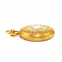 Edwardian 18ct Gold Small Half Hunter Pocket Watch by Russells of Liverpool
