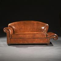 Late 19th Century Victorian Leather Upholstered Drop-Arm Sofa