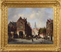 Townscape oil painting of Bruges by Jacques François Carabain