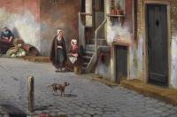 Townscape oil painting of Bruges by Jacques François Carabain